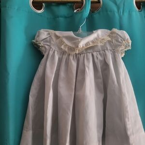 Light Blue Vintage-Style Baby Dress with Lace Trim Polyester See Measurements